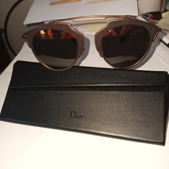 DIOR SUNGLASSES WOMENS ROUND SHINY BLACK HAVANA DIORSOREAL - Picture 2 of 14